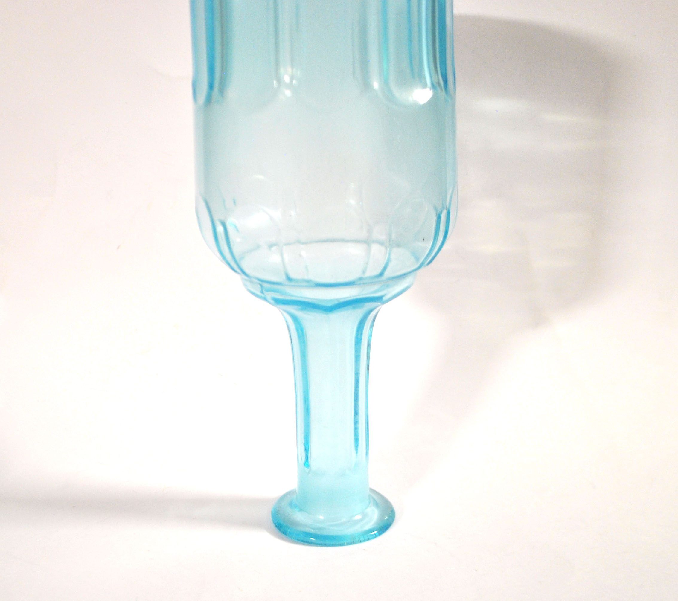 Vintage glass carafe in light blue blown glass 22cm