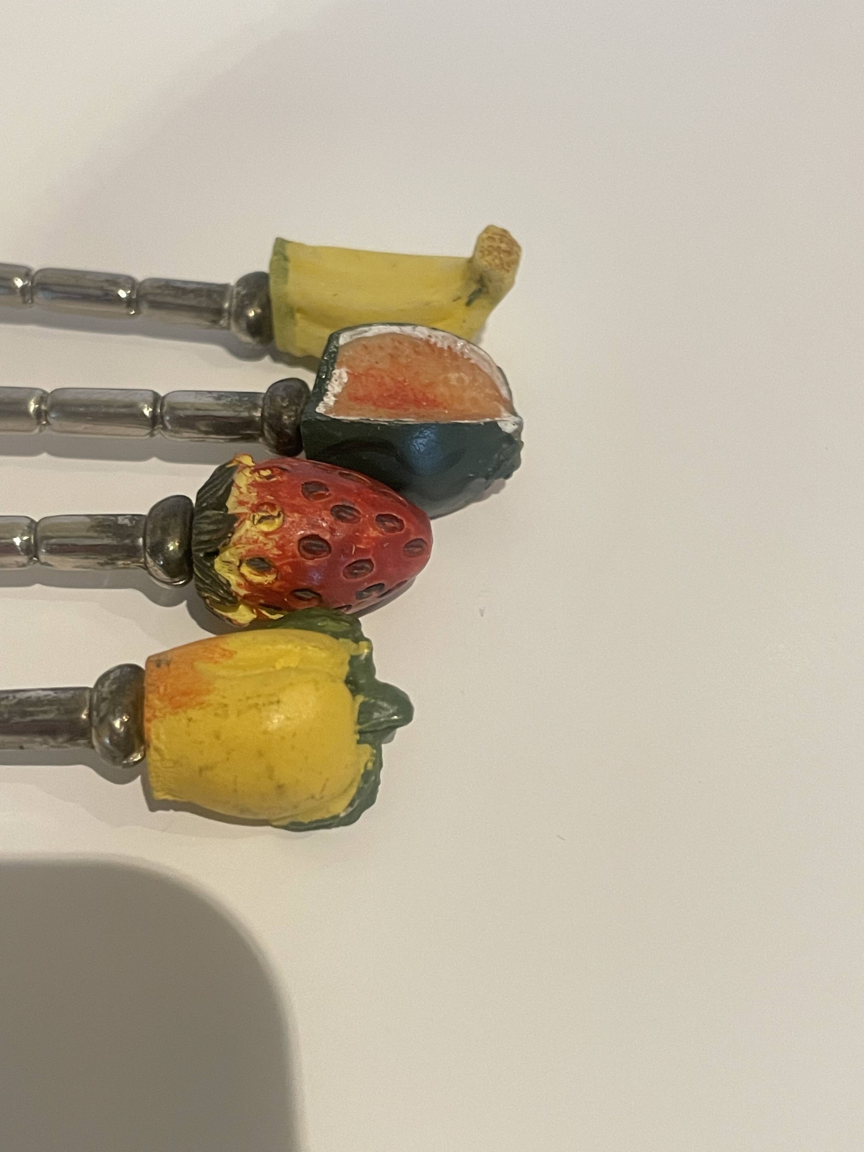 4 silver-plated metal fruit mocha teaspoons