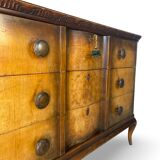 Commode italienne en placage et bois massif de noyer, années 1940-1950
