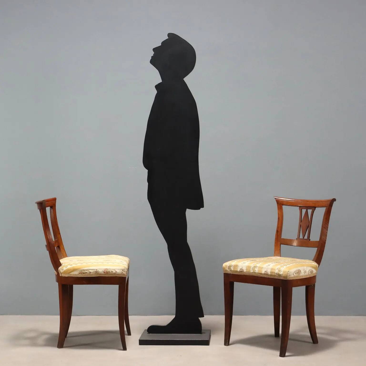 Antique mahogany and fabric chairs, Italy, 19th century