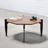 Italian Modernist Coffee Table in Teak and Lacquered Metal, 1950s