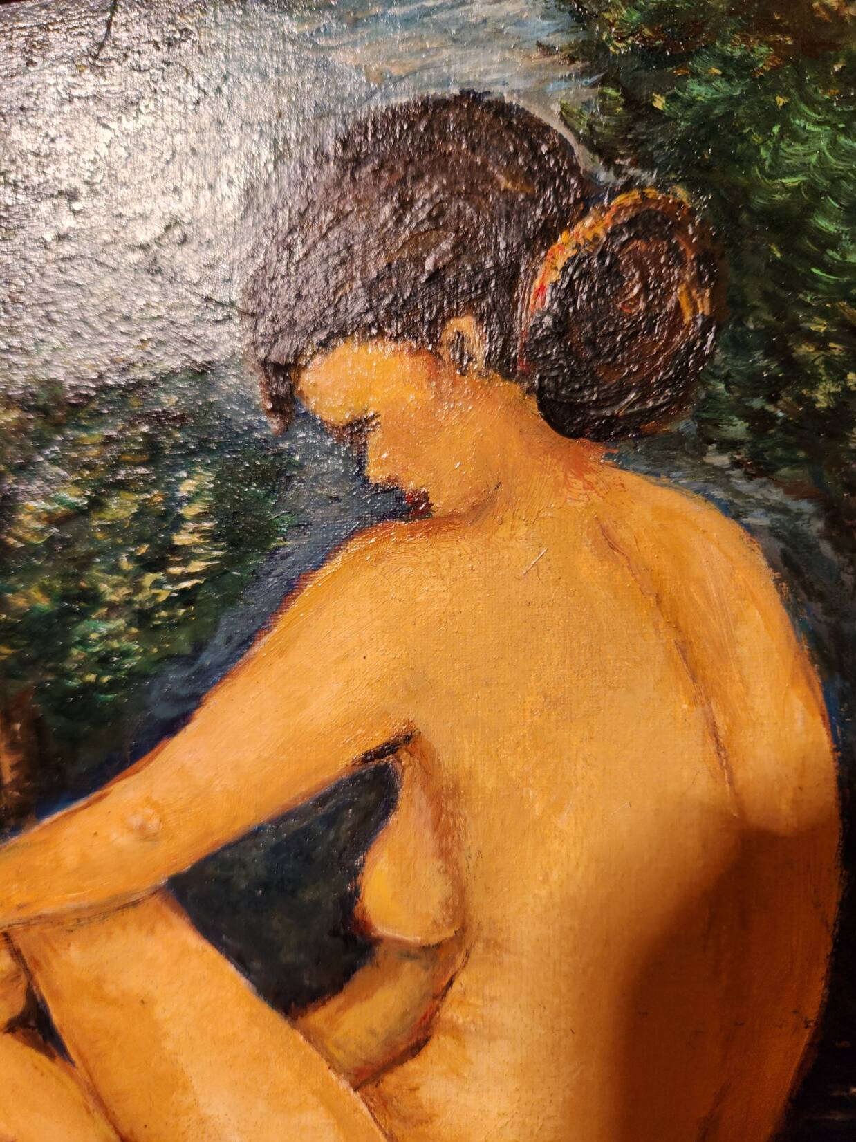 Oil painting on canvas Female nude framed signed