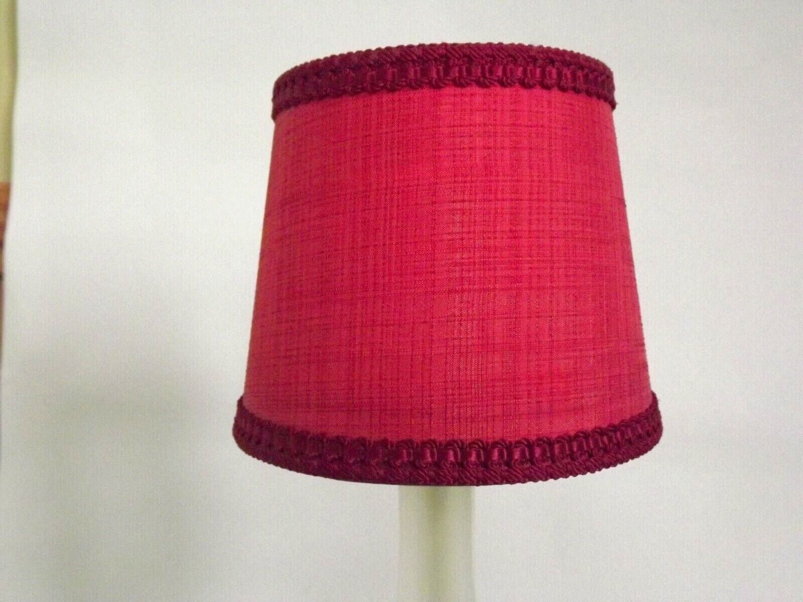 Brass & white glass table lamp red fabric shade