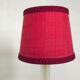 Brass & white glass table lamp red fabric shade