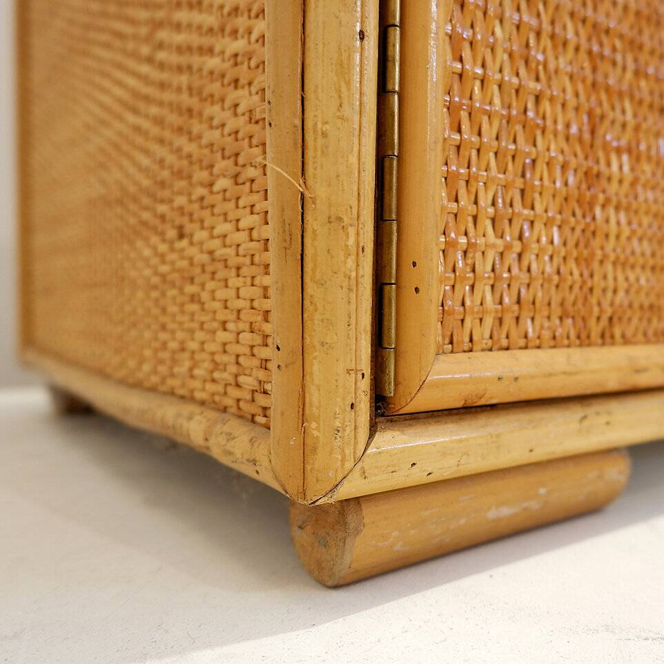 Vintage rattan sideboard in Roche Bobois style