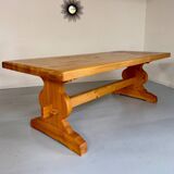 Vintage XXL farmhouse monastery pine table from the 1960s.