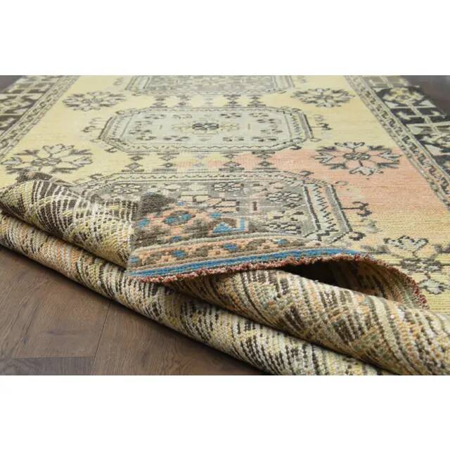 1970s Vintage Turkish Hand-Knotted Wool Cotton Orange Runner Rug 120x348