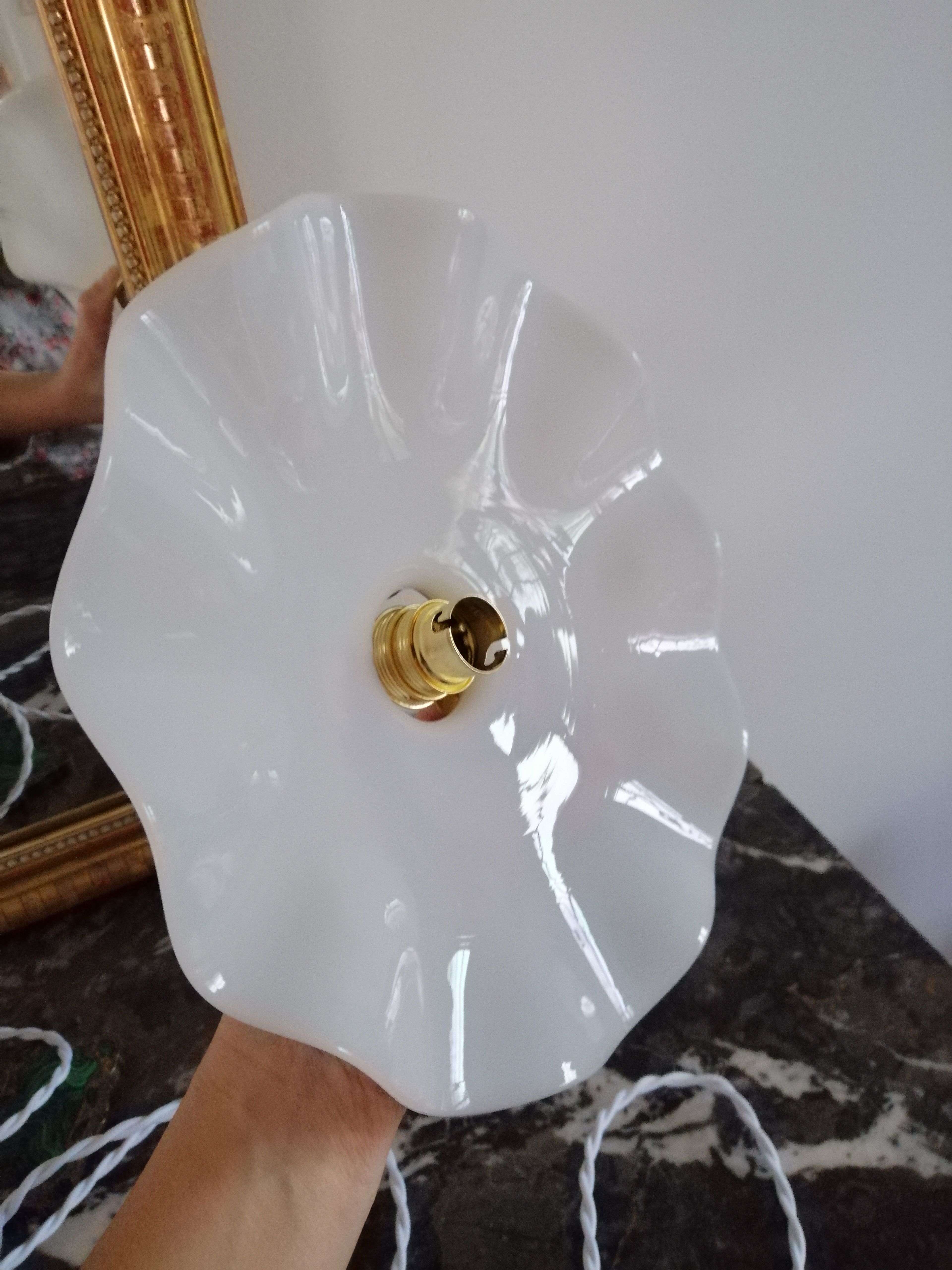 Vintage white opaline pendant lamp