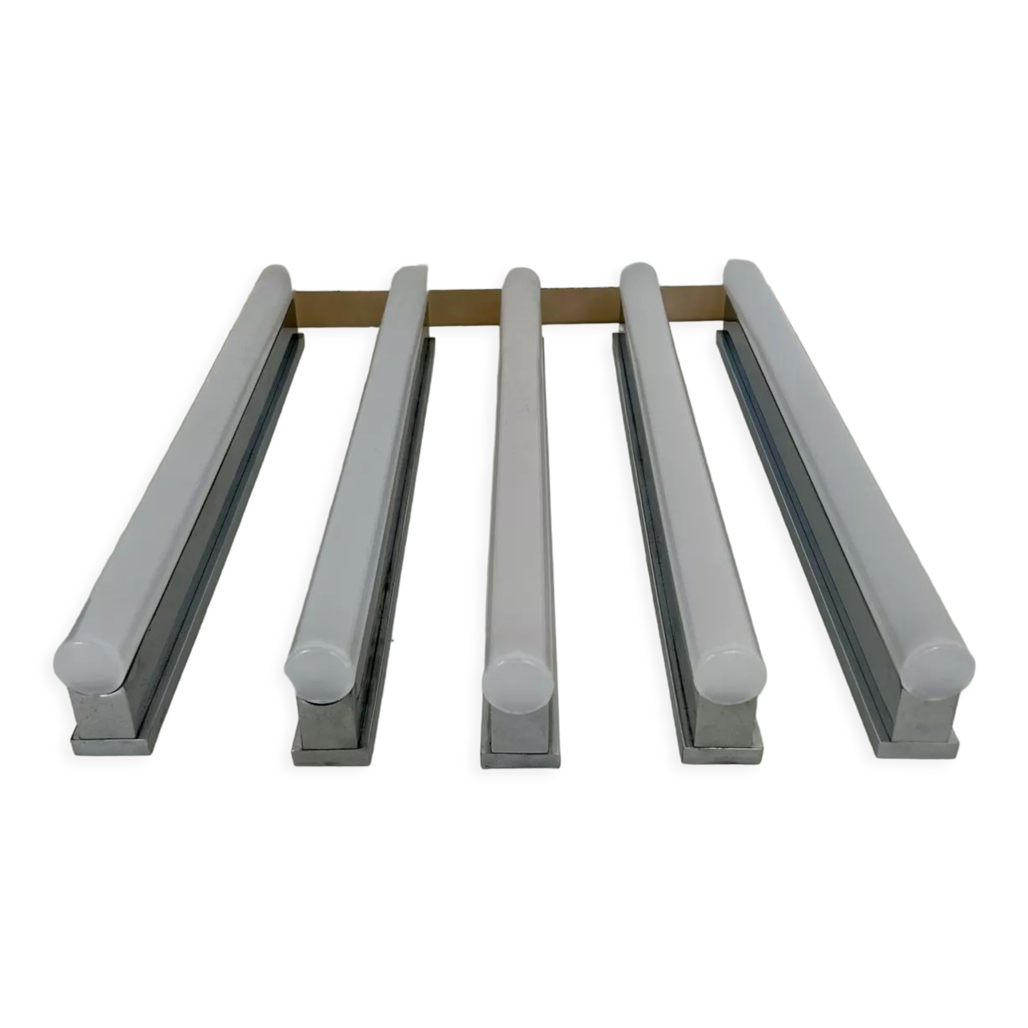 Suite of 5 modernist Perzel, chrome and neon wall lamps, Art deco 1930