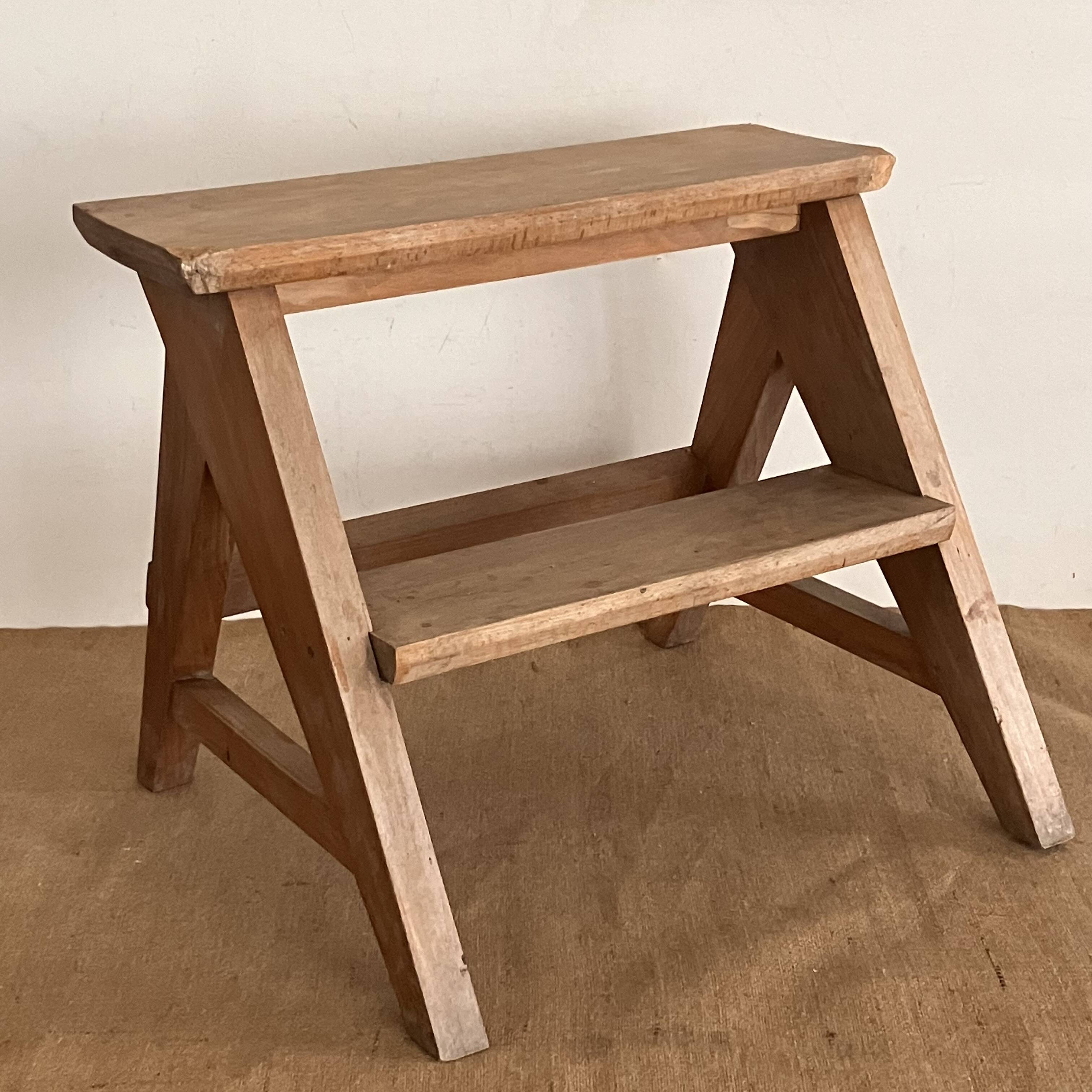 Step stool, small wooden workshop stepladder