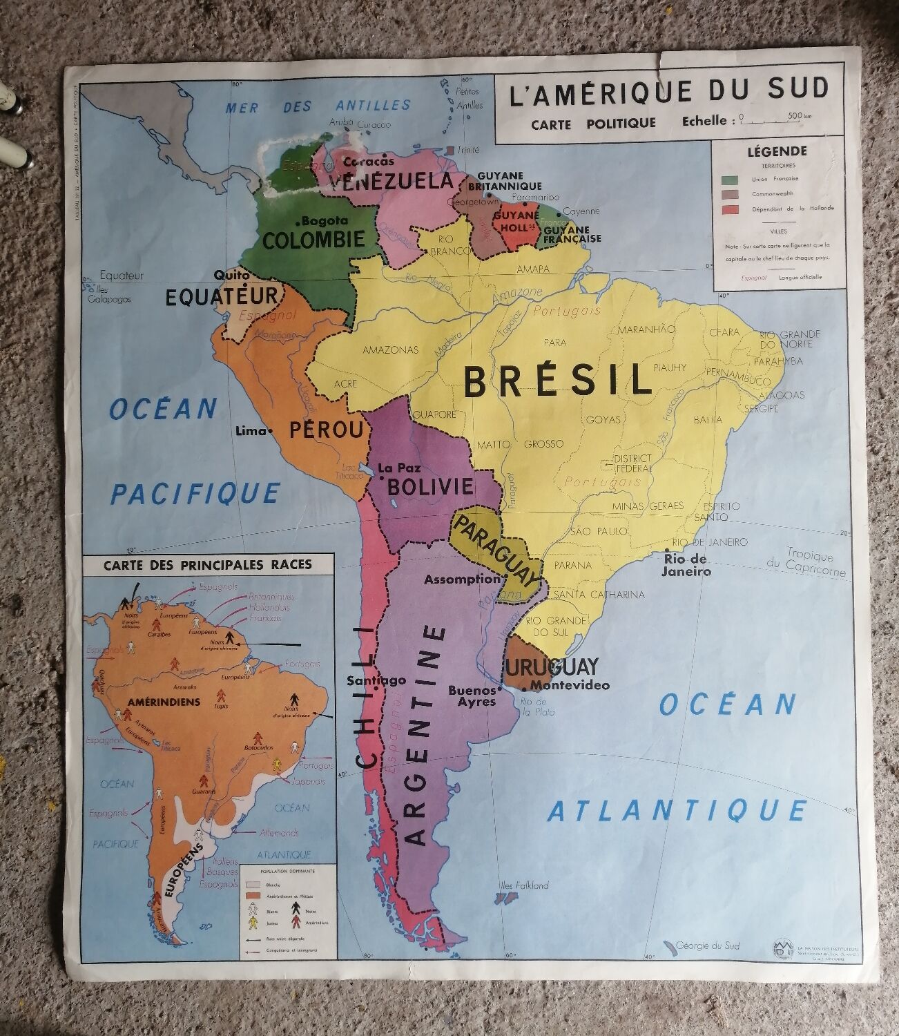 Vintage school map mdi Asia USSR - South America.