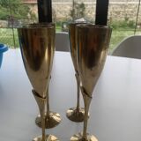 Set of 4 gold metal flutes, vintage 1970