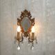 French Antique Gilt Bronze Baroque Double Light Crystal Mirror Wall Sconce 4807