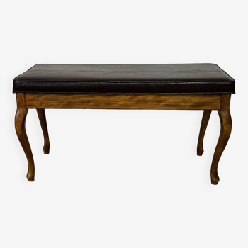 Banc de piano skaï marron foncé avec rangement