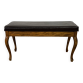 Banc de piano skaï marron foncé avec rangement
