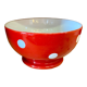 Old red and white bowl