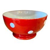 Old red and white bowl