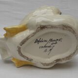 Signed swan-shaped earthenware garden