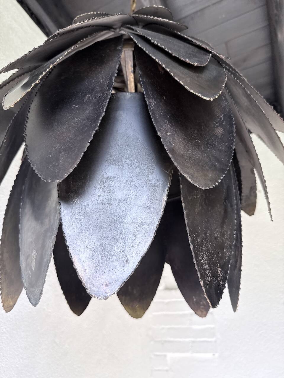 Brutalist suspension Jansen metal welded flower