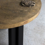 Table basse en laiton gravé par Christian Krekels, Belgique, 1990