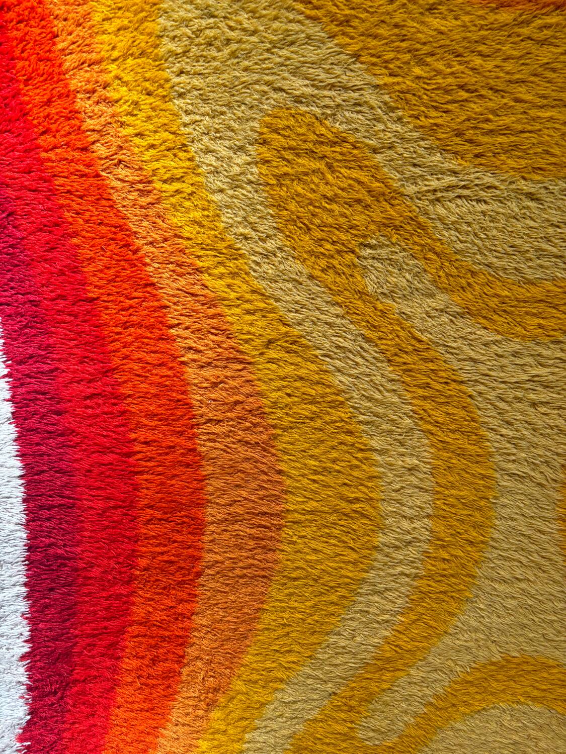 1970 vintage orange Bergos wool rug
