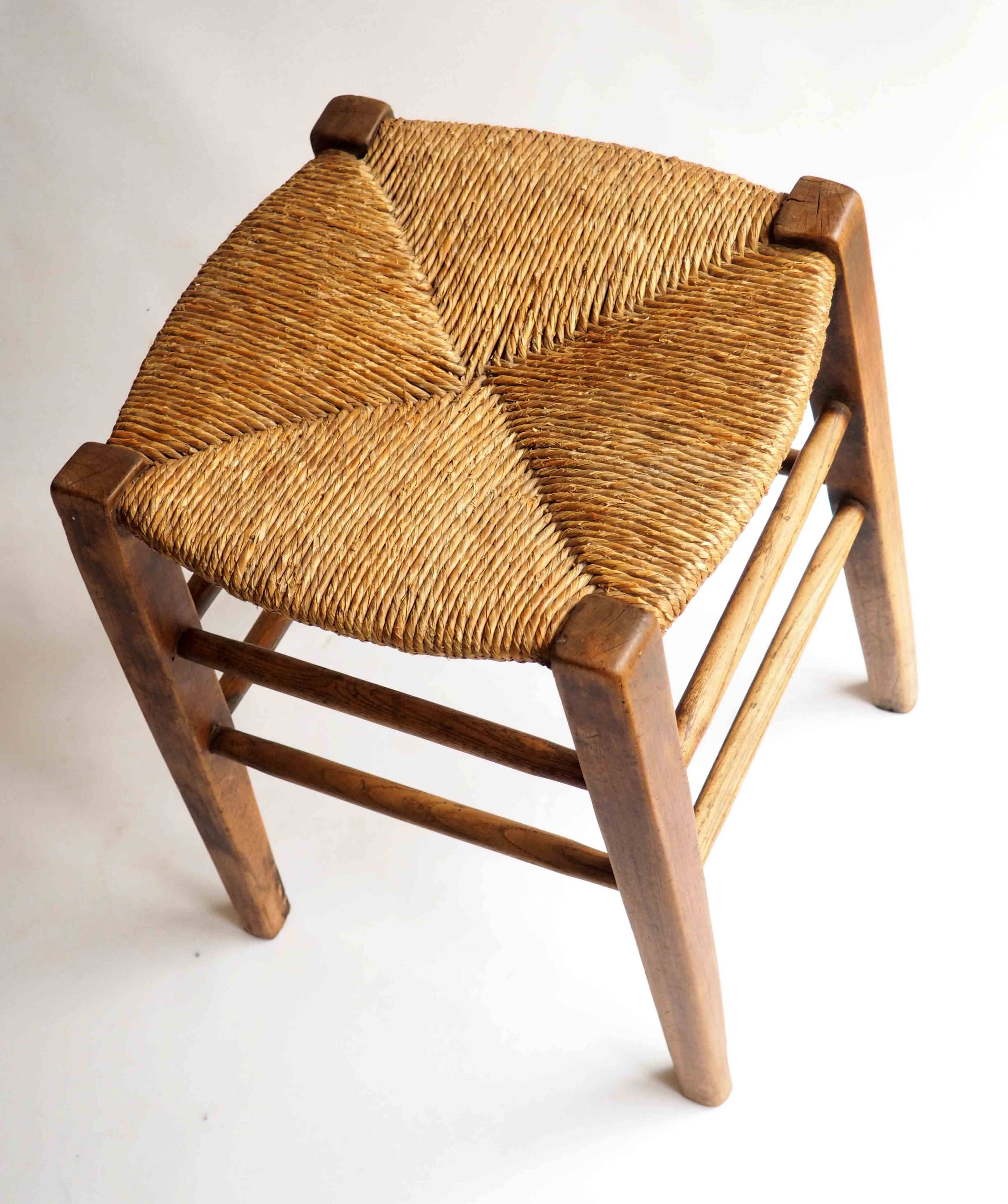 Old stool with straw seat