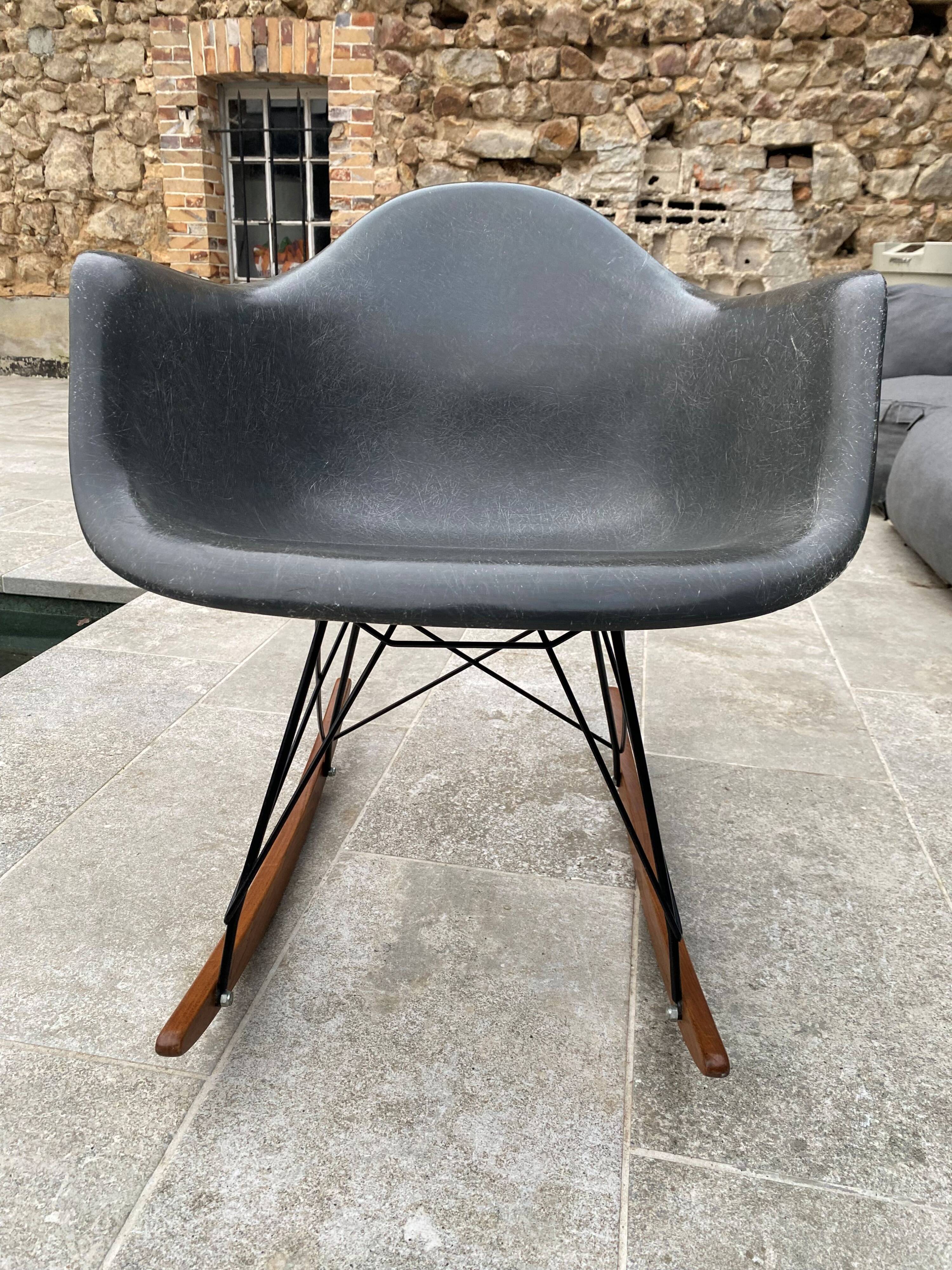 Rar eames armchair, elephant grey, zenith plastics, herman miller