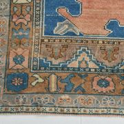 Salmon & Navy Blue Vintage Persian Rug, 131x218 Cm