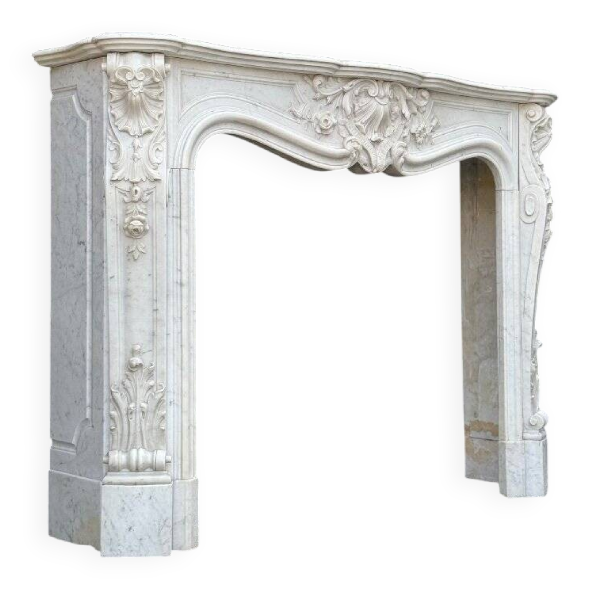 Louis XV style fireplace in Carrara marble circa 1880
