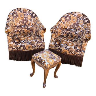 Ensemble fauteuils crapauds et repose-pied