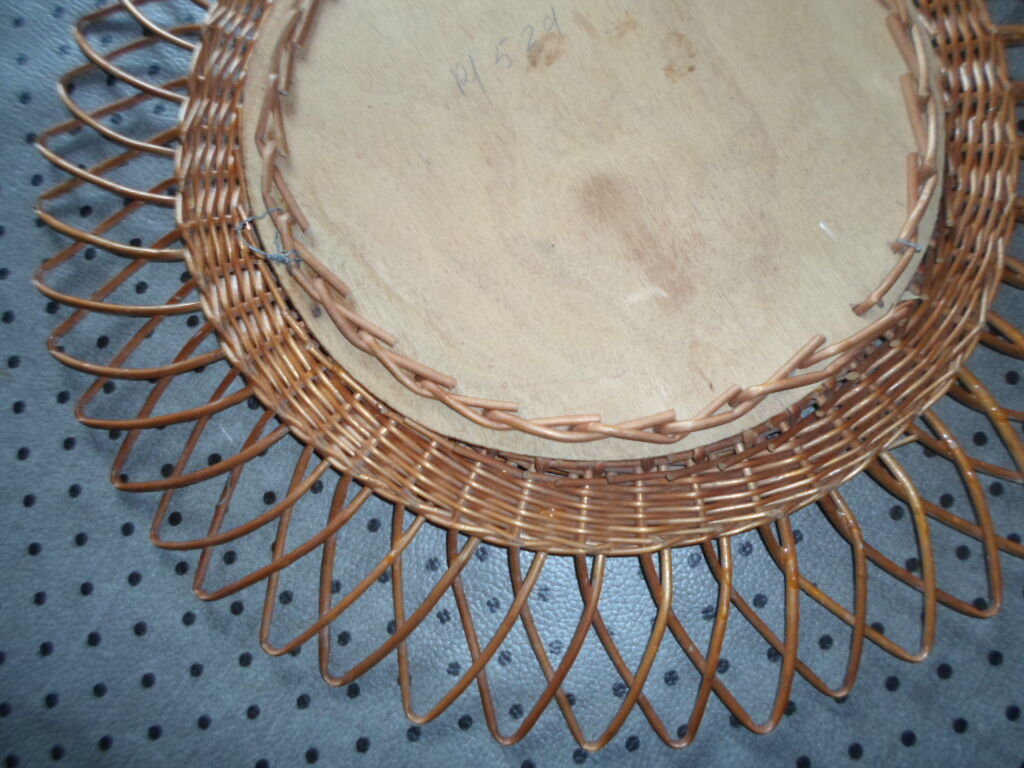 Miroir rotin soleil vintage 50x50cm
