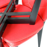 Set of 4 red quilted skai chairs year 50