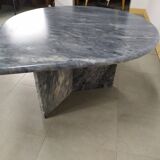Grey marble coffee table tastes water