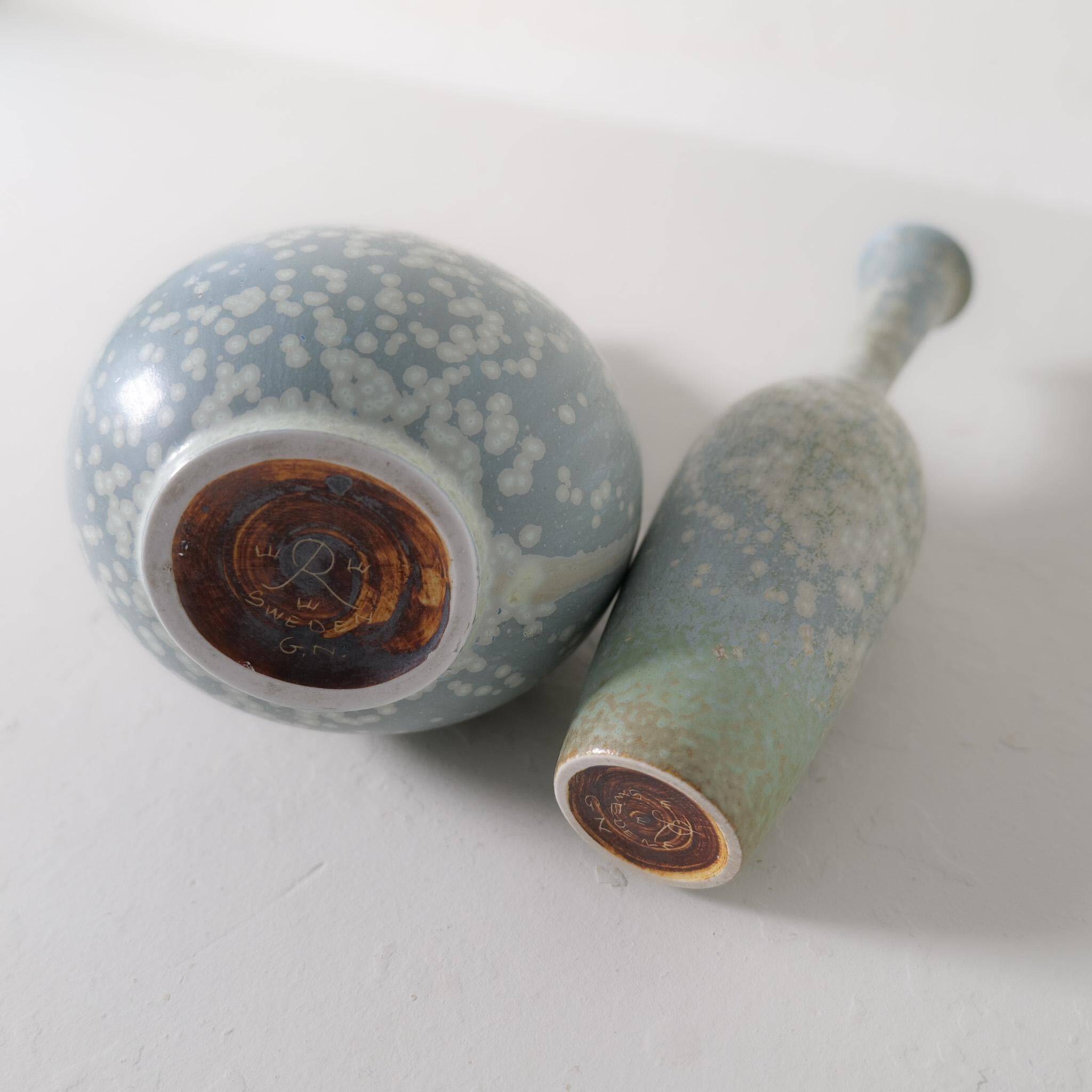 Mid-century modern three-piece ceramic set by Rörstrand, Gunnar Nylund, Sweden, 1950s.