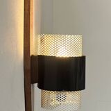 Vintage wall light, wood, black and white lacquered metal, France, 1950