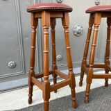 Pair of bar stools curved wood 1960