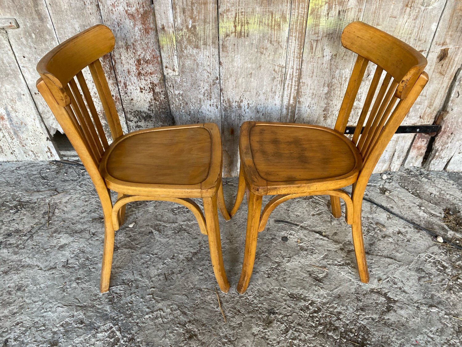 Pair of Vintage Bistro Chairs LUTERMA Light Wood 1960s