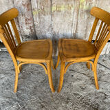 Pair of Vintage Bistro Chairs LUTERMA Light Wood 1960s