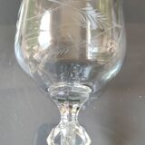 Set of 7 crystal stemmed glasses. Frosted wheat ear motifs. Art Deco