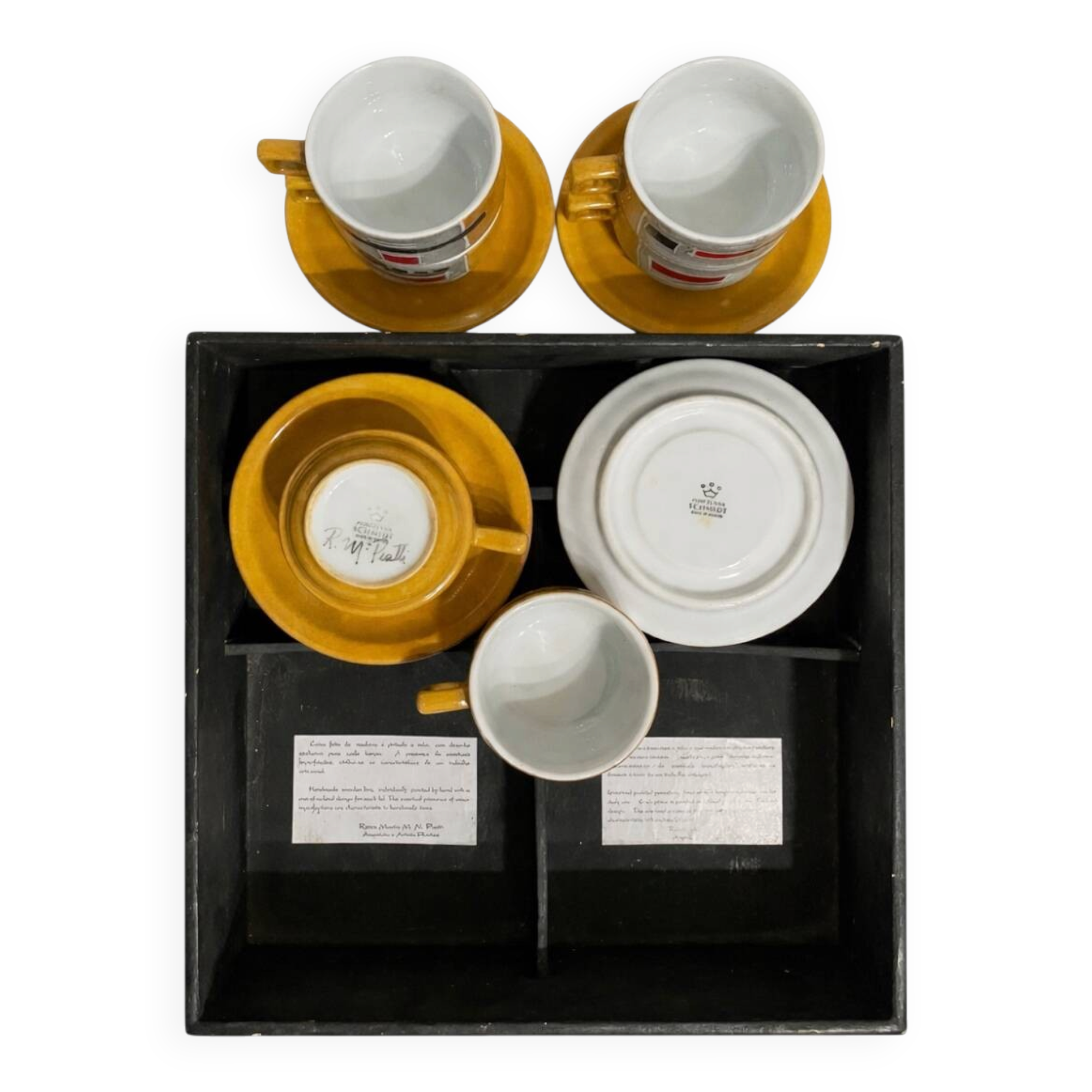 Service of porcelain espresso by Schmidt designer RM plates Brazil.