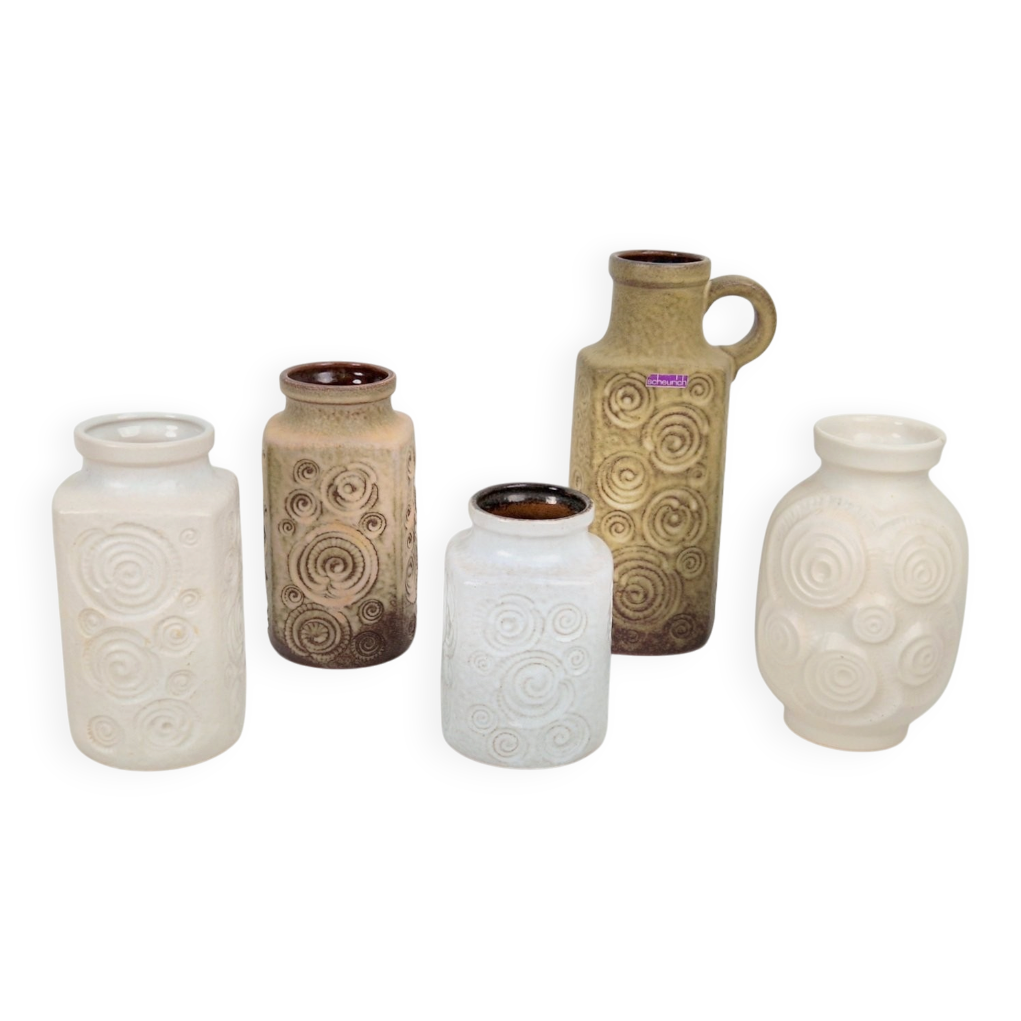 Vases vintage Jura de Scheurich Ceramic, RFA, années 1970, ensemble de 5
