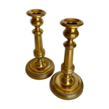 Paire de bougeoirs en bronze doré XIXè