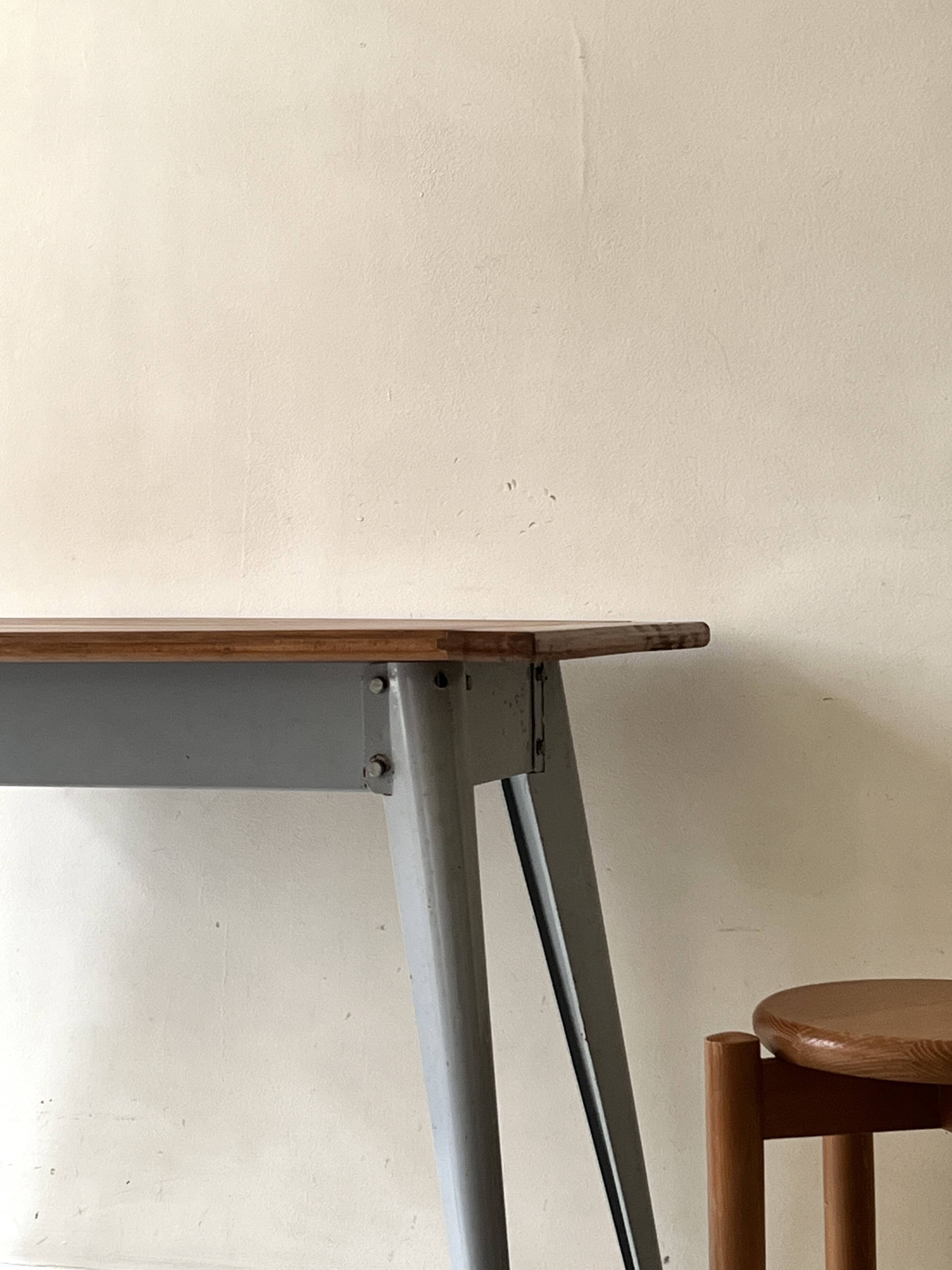 Dining table / desk dlg Tolix 55 in metal and wood, 1950s design