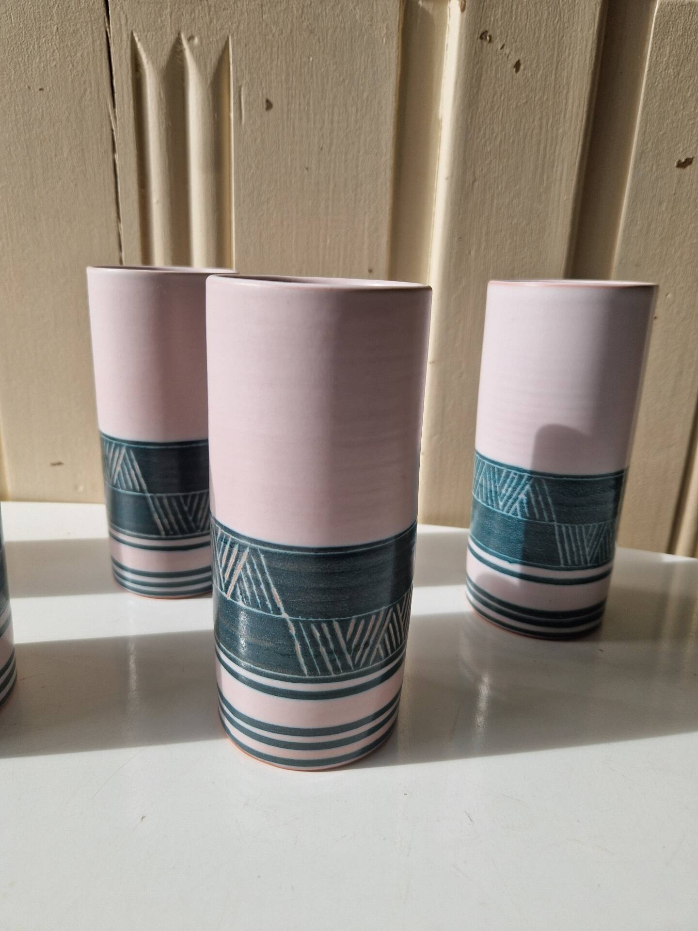 Set of 5 Ceramic Glasses Yvon Roy Dlg Capron Picault