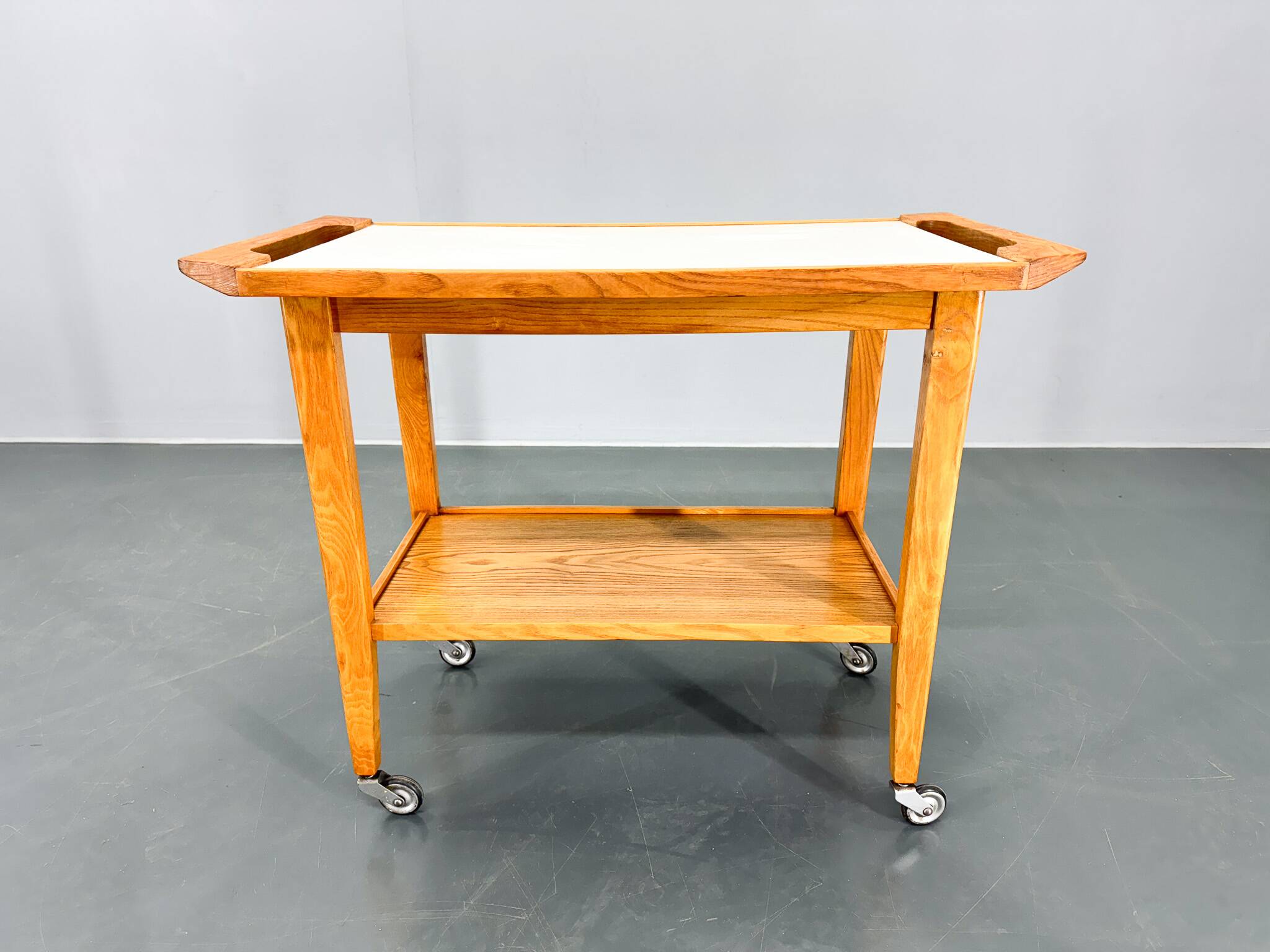 Vintage Wood and Plywood Serving Cart, 1970's