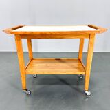 Vintage Wood and Plywood Serving Cart, 1970's