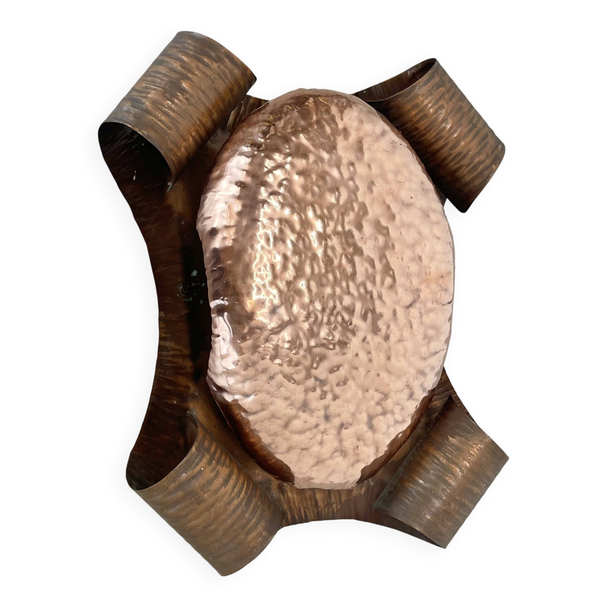 rare handmade solid copper Stilnovo Style Theatre Wall Light, Italy 1950s