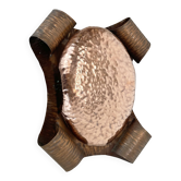 rare handmade solid copper Stilnovo Style Theatre Wall Light, Italy 1950s