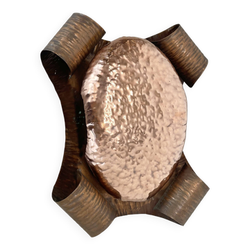 rare handmade solid copper Stilnovo Style Theatre Wall Light, Italy 1950s