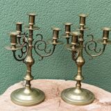 Paire de chandeliers en laiton, 4 feux
